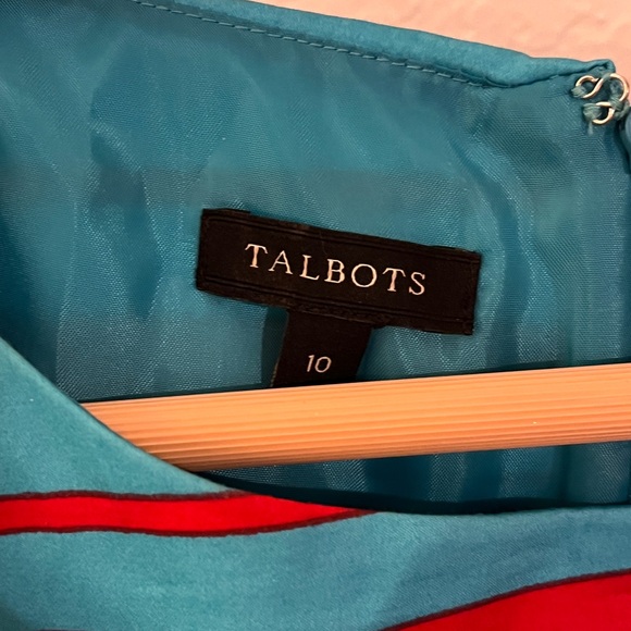 Talbots Red/Blue Striped Fit Flare Dress - Picture 8 of 10